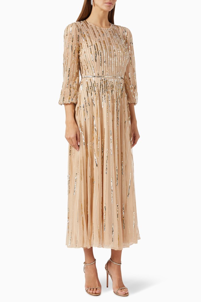

Sequin-embellished Midi Dress, Neutral