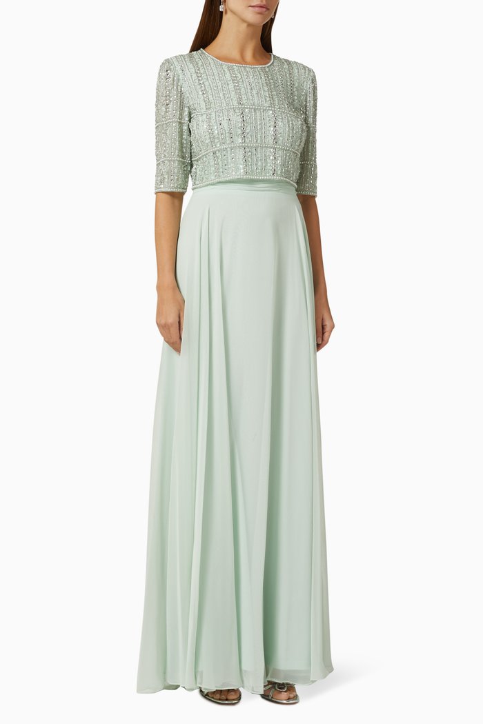 

Beaded Gown in Chiffon, Green