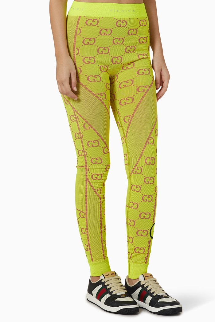 

GG Logo Leggings in Jacquard Jersey, Yellow