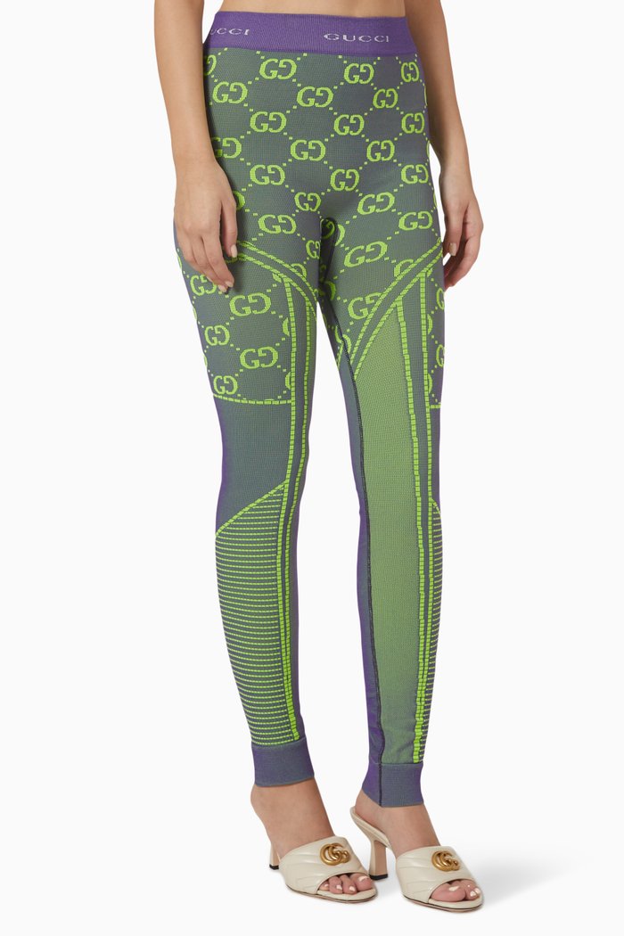

GG Monogram Leggings in Jacquard Jersey, Blue