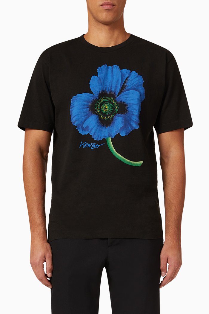 

Printed T-shirt in Cotton Jersey, Black