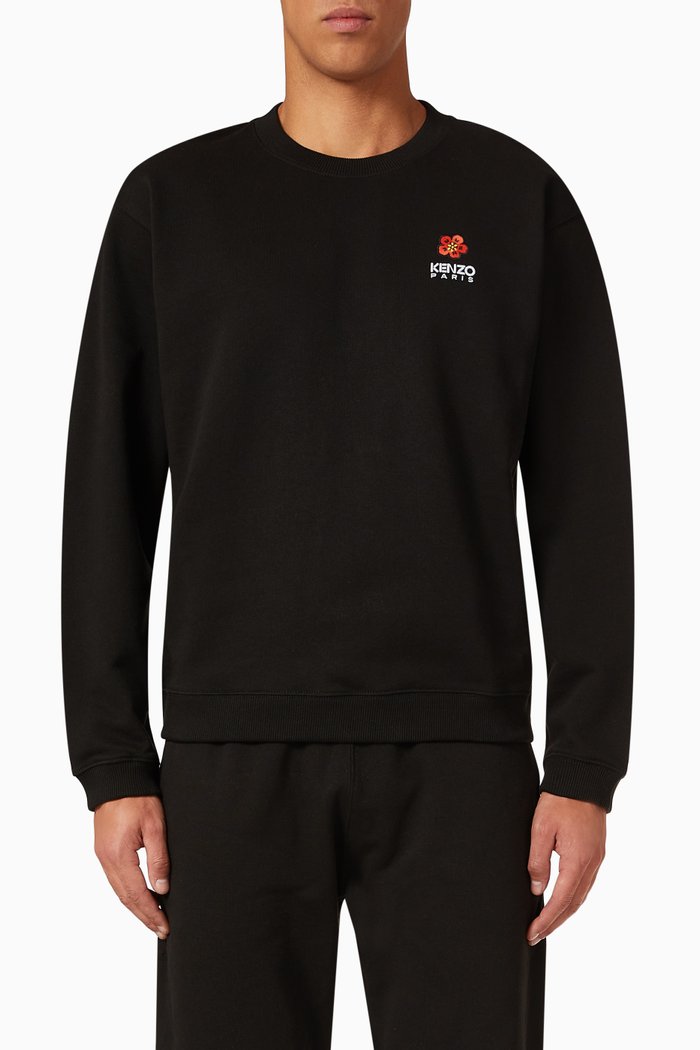 

Crest Logo Sweatshirt in Knit Cotton, Black