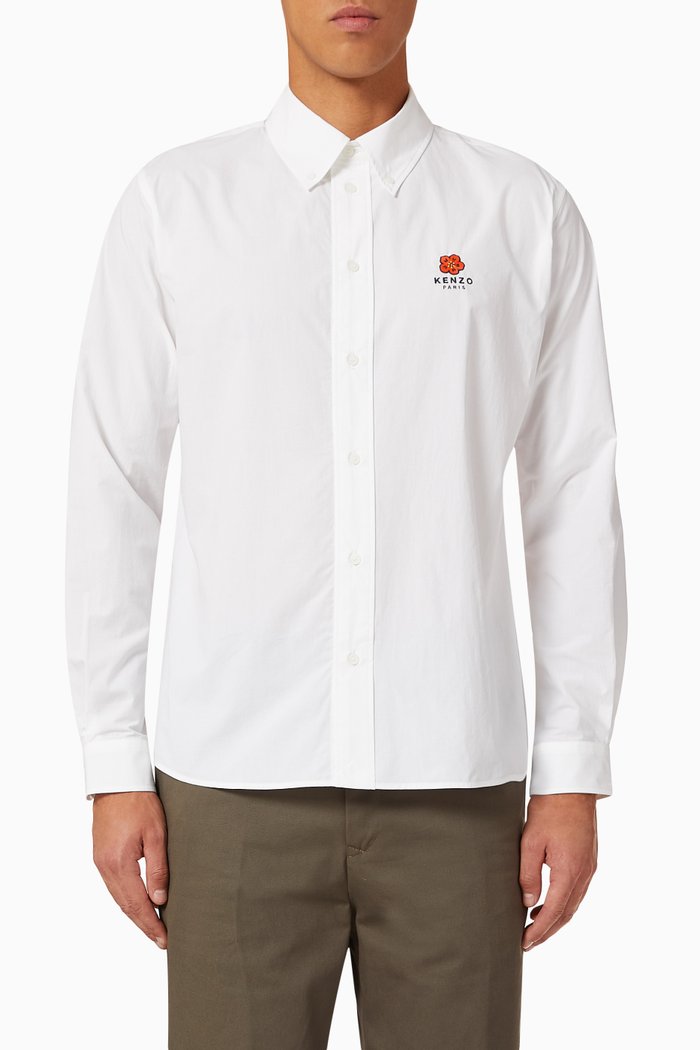

Boke Flower Shirt in Cotton Poplin, White
