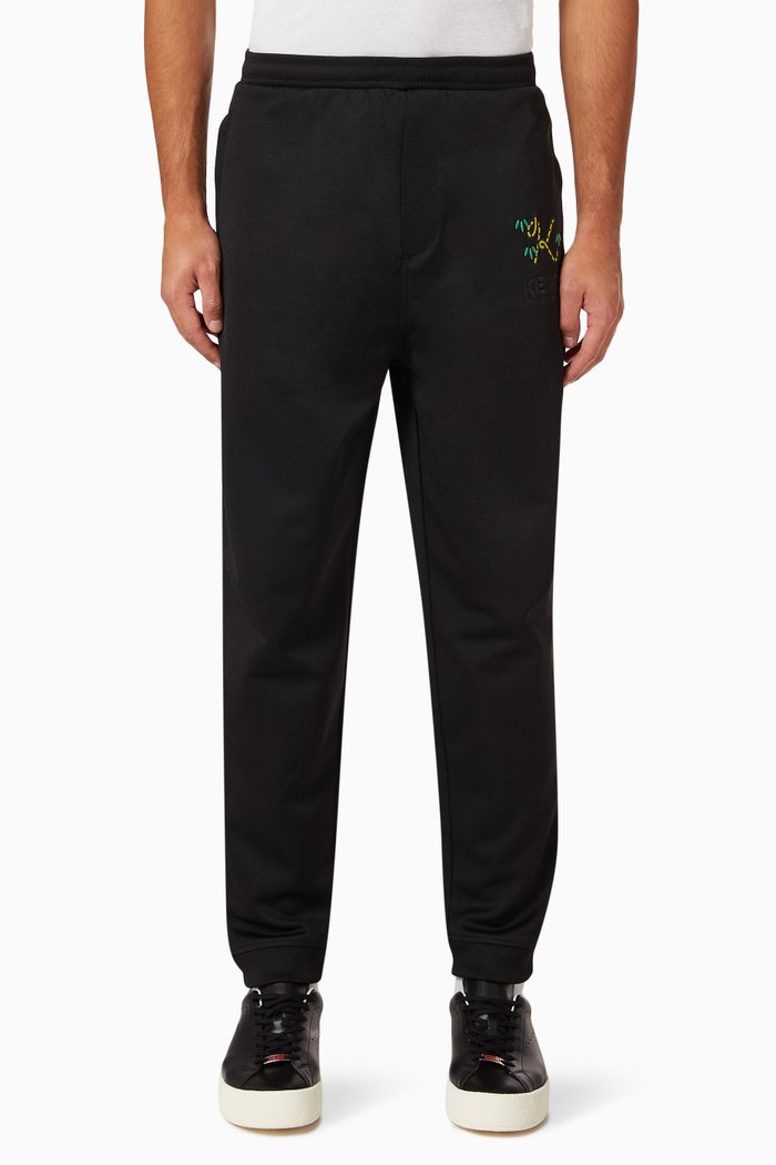 

Tiger Tail K Jogging Trousers in Fleece, Black