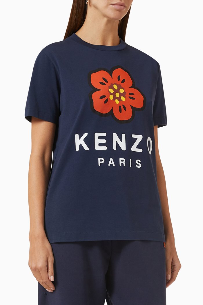 Boke Flower Loose-fit T-shirt in Cotton-jersey, Blue