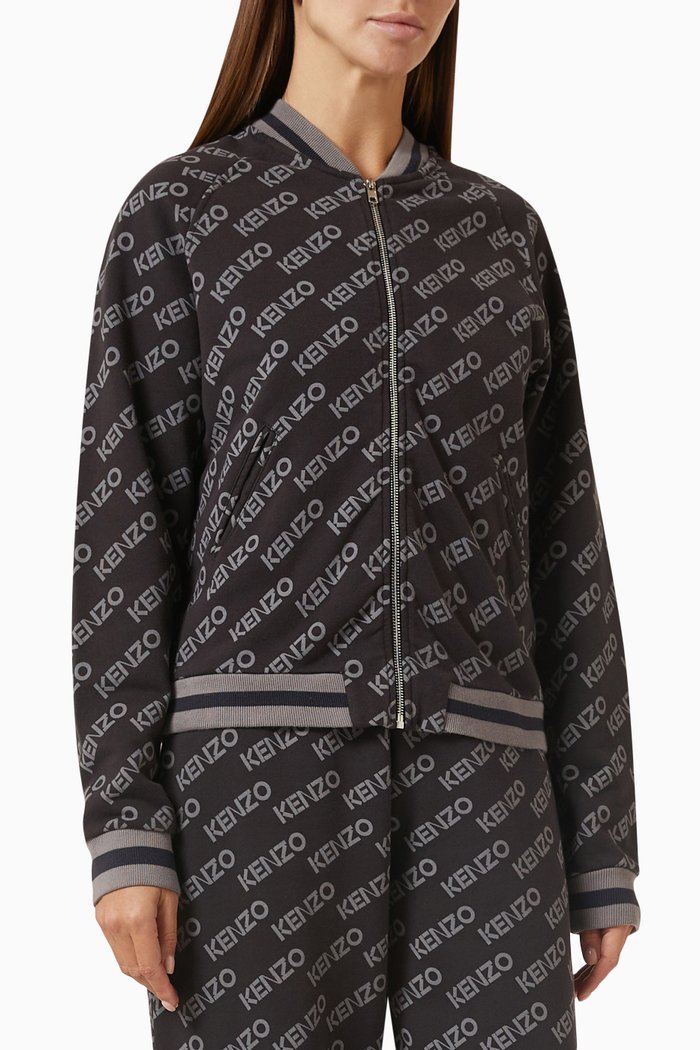 

Monogram Zip-up Sweatshirt in Cotton, Black
