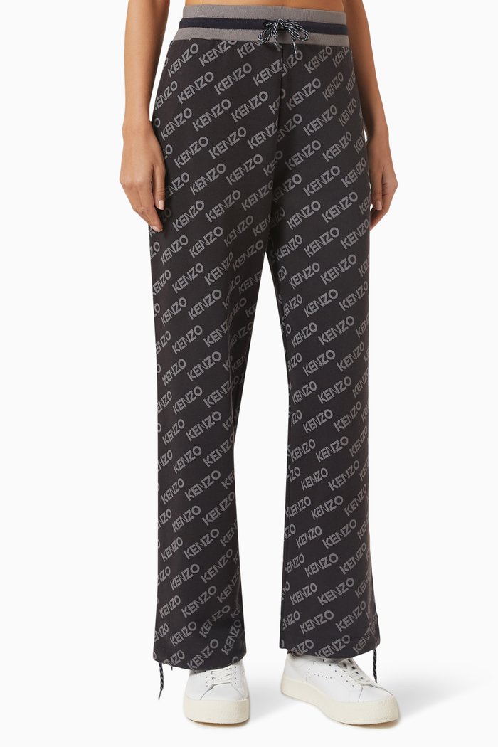 

Monogram Wide-leg Sweatpants in Cotton, Black
