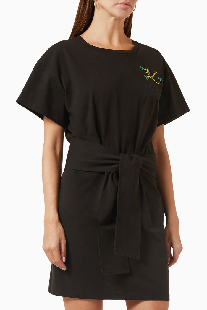 

Tiger Talk K T-shirt Mini Dress in Cotton-jersey, Black