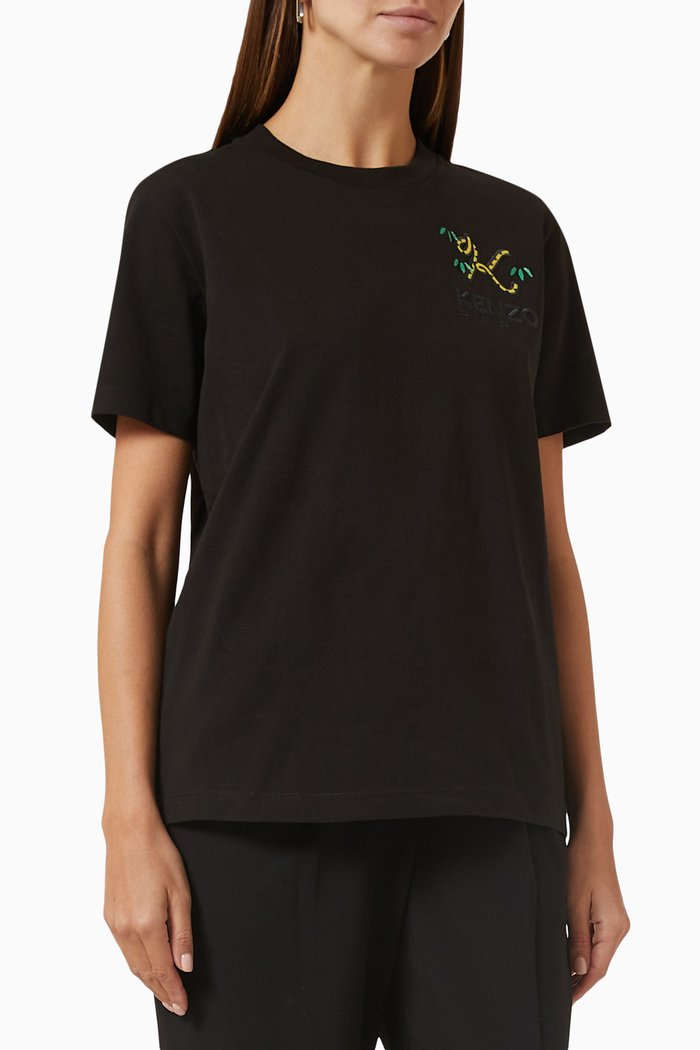 

Tiger Talk K Loose-fit T-shirt in Cotton-jersey, Black