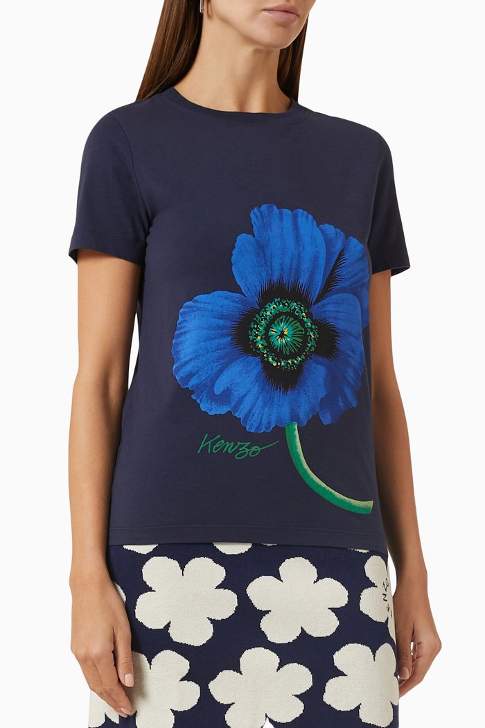 

Kenzo Poppy T-shirt in Cotton-jersey, Blue