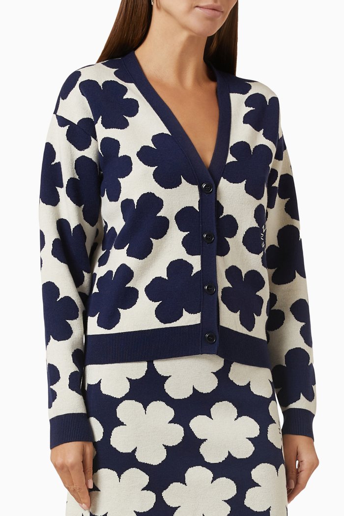 

Hana Dots Jacquard Cardigan in Wool-blend, Blue