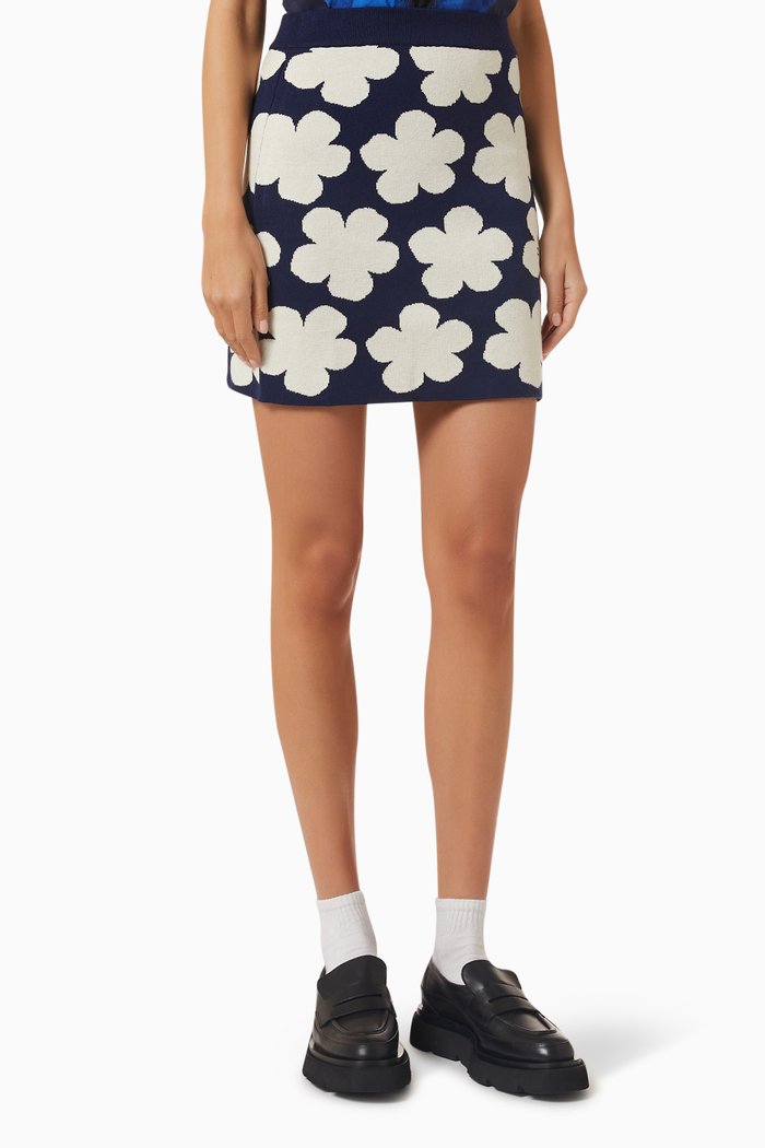 

Hana Dots Jacquard Mini Skirt in Wool-blend, Blue