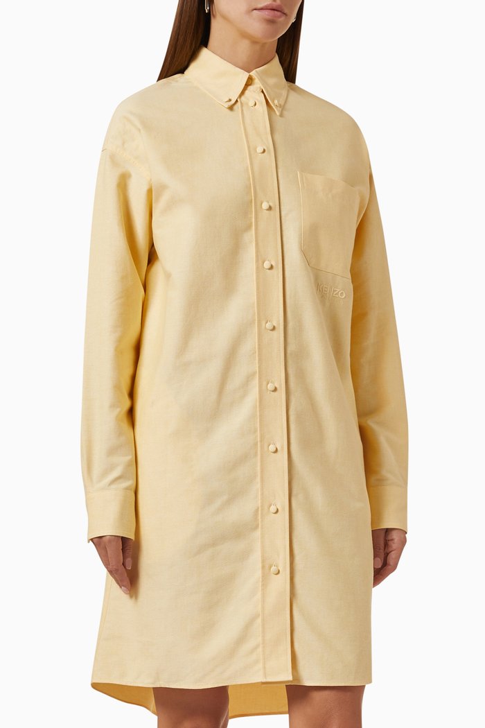 

MIdi Shirt Dress in Oxford Cotton, Yellow