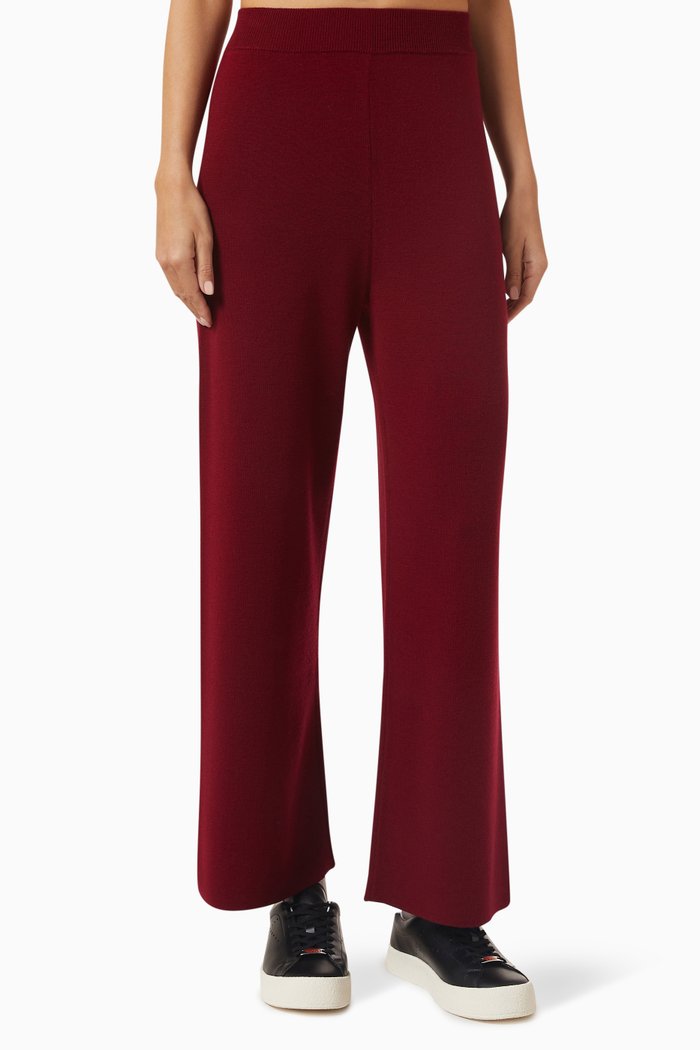 

Tiger Tail K Crest Flared Pants in Merino-wool, Red
