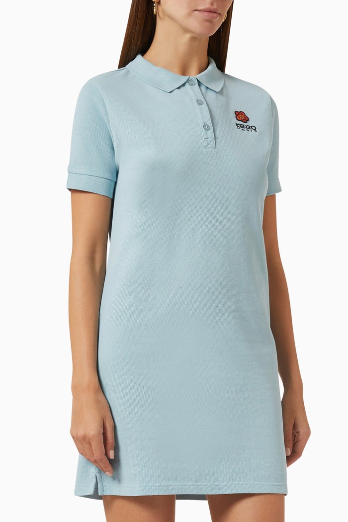 

Boke Flower Crest Polo Dress in Organic Cotton-piqué, Brown