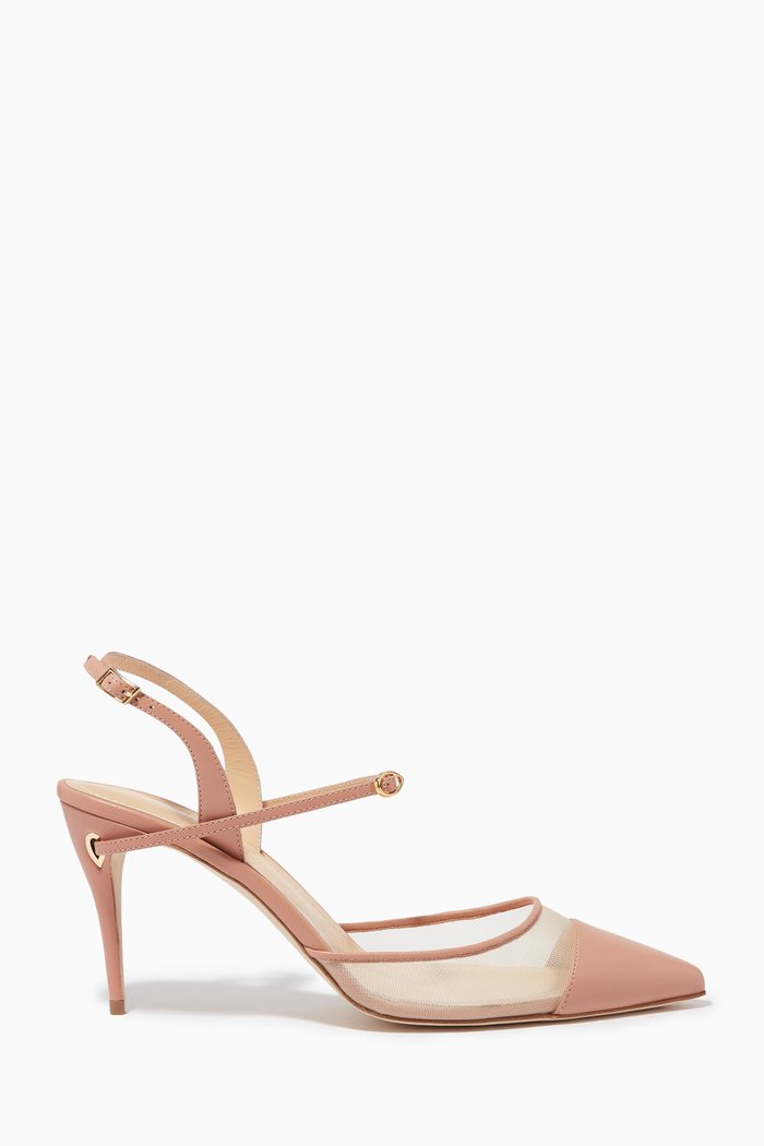 

Vittorio 85 Slingback Pump in Nappa & Capretto Mesh, Neutral