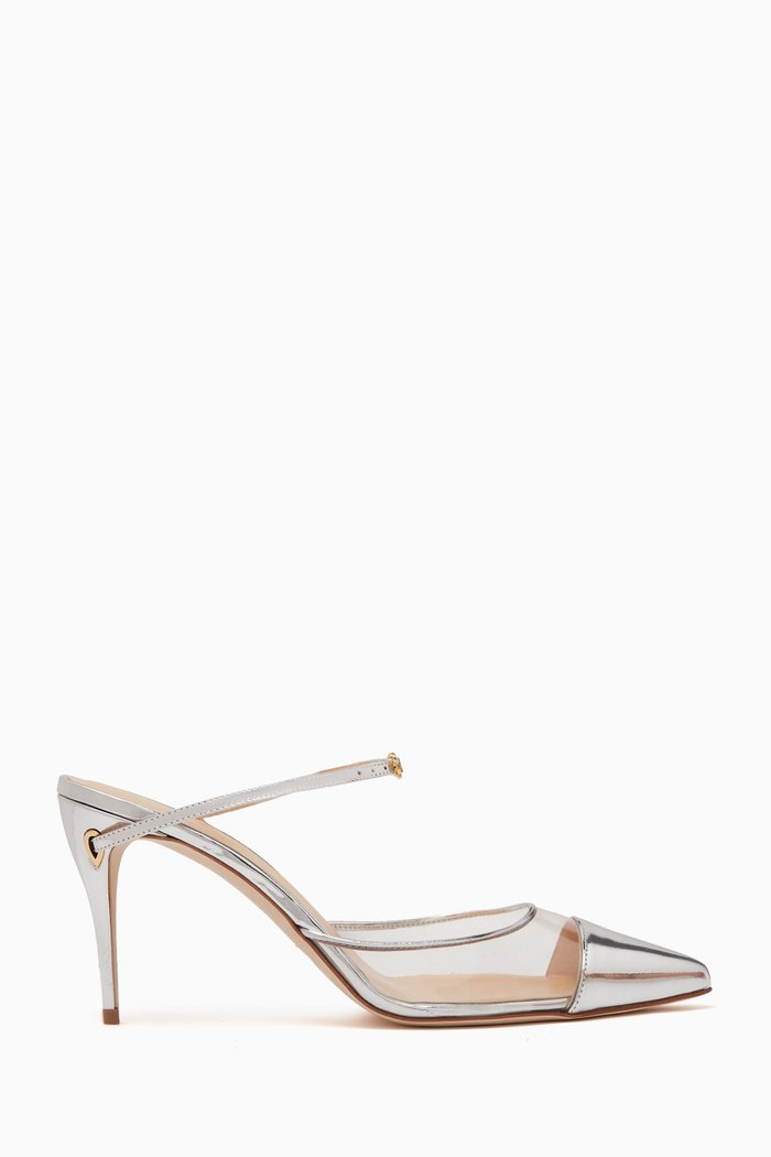 

Giuseppe 85 Mules in Leather & PVC, Silver