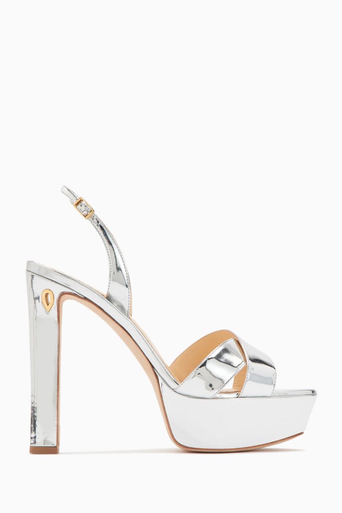 

Leonardo 130 Platform Sandals in Patent Leather, Silver