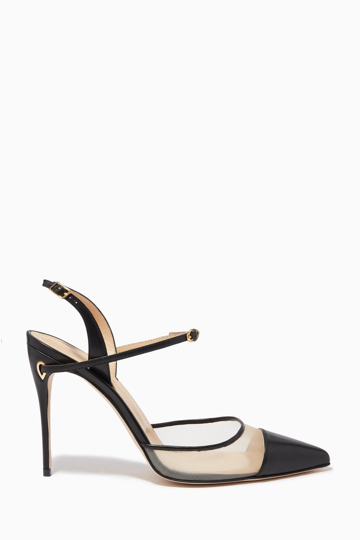 

Vittorio 105 Slingback Pump in Nappa & Capretto Mesh, Black