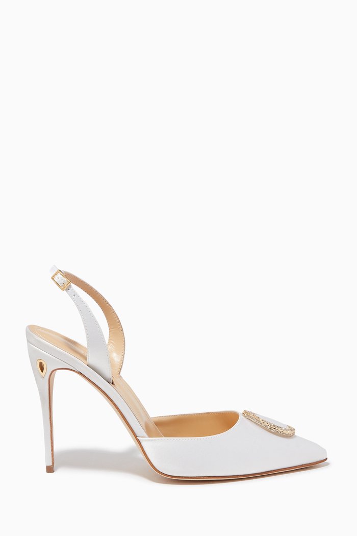 

Vittorio 105 Slingback Pumps in Satin, White