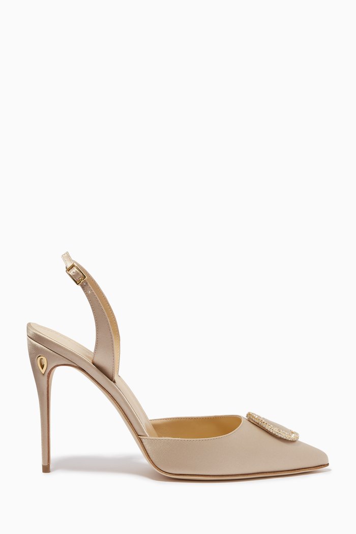 

Vittorio 105 Slingback Pump in Satin, Neutral