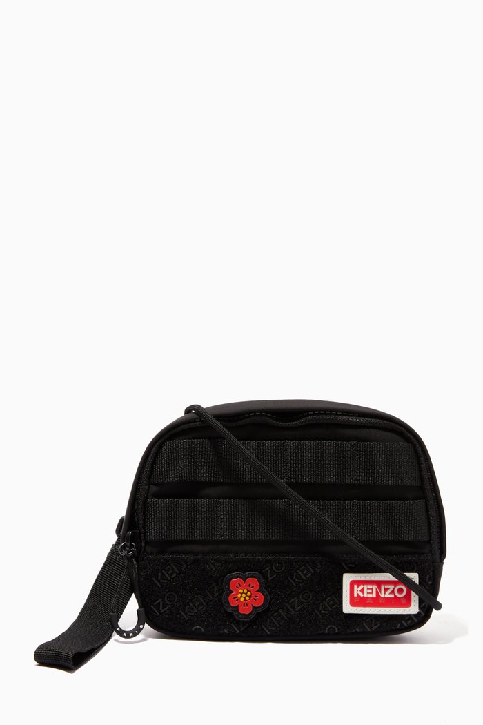 

Logo Patch Messenger Bag in Nylon, Black