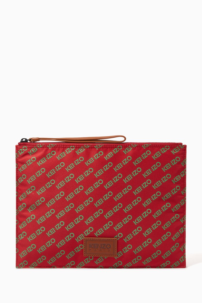 Sport Monogram Large Pouch in Technical Fabric, Red