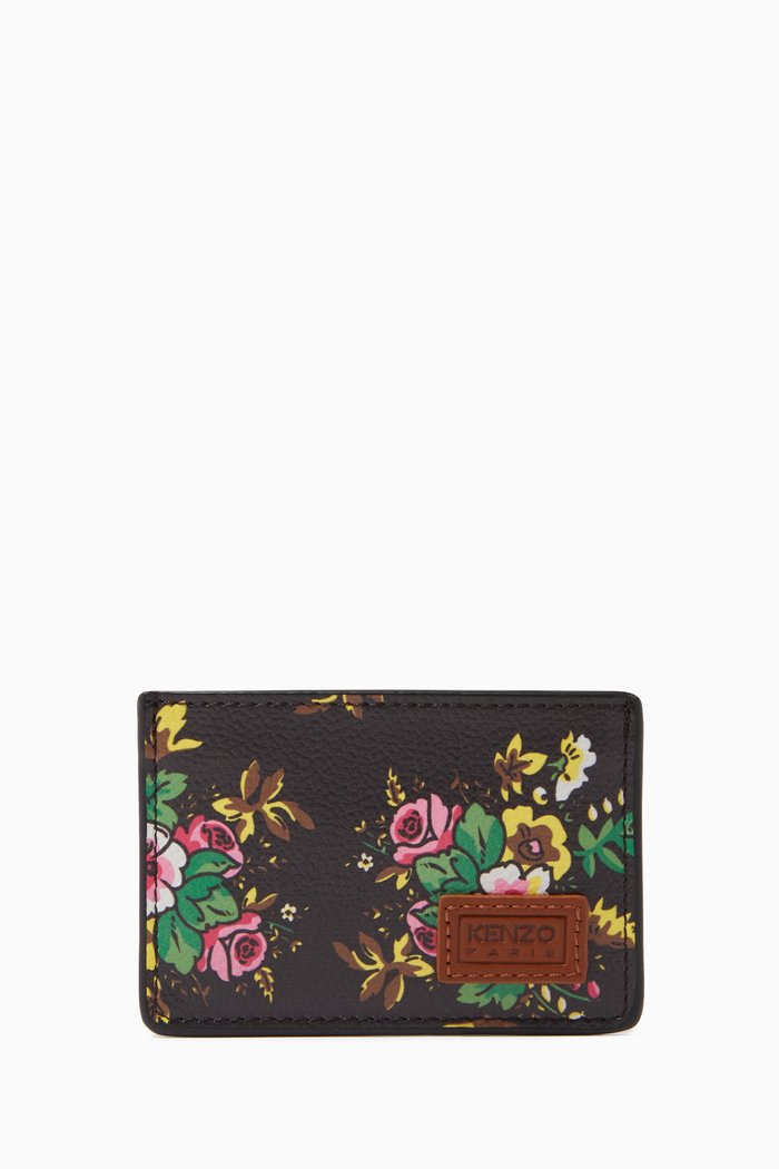 Courier 'Pop Bouquet' Cardholder in Leather, Black