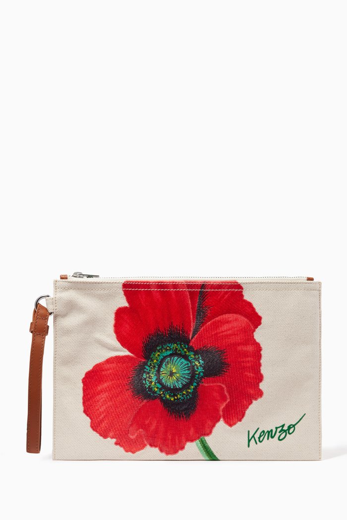 

Poppy Large Pouch in Cotton Canvas, Neutral