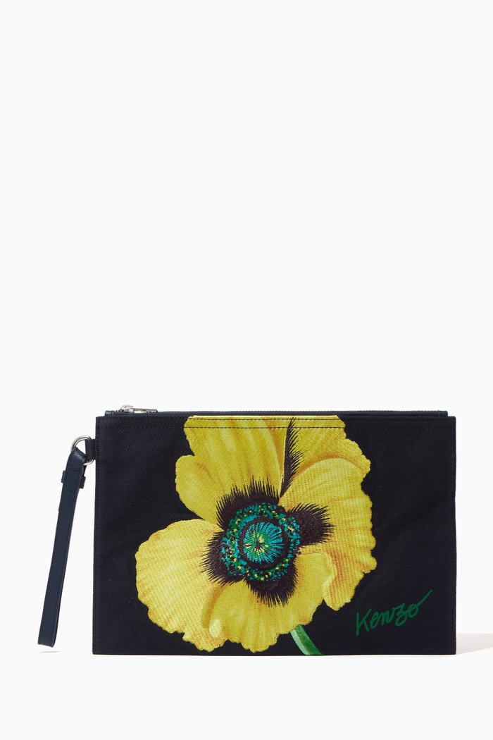 

Poppy Large Pouch in Cotton Canvas, Blue