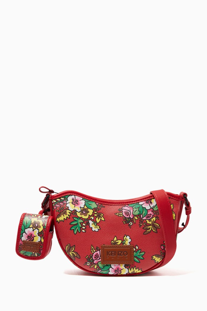 

Courier Pop Bouquet Shoulder Bag in Faux Leather, Red