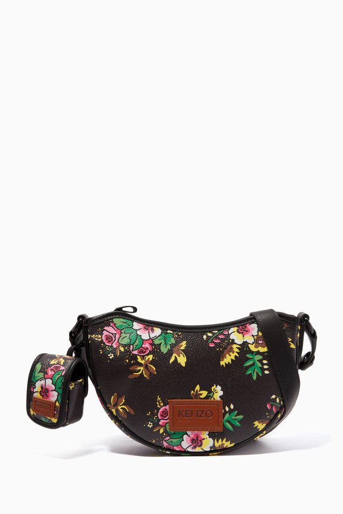 

Courier Pop Bouquet Shoulder Bag in Faux Leather, Black