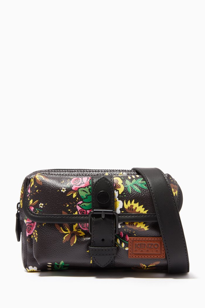 Pop Bouquet Small Messenger Bag in PU, Black