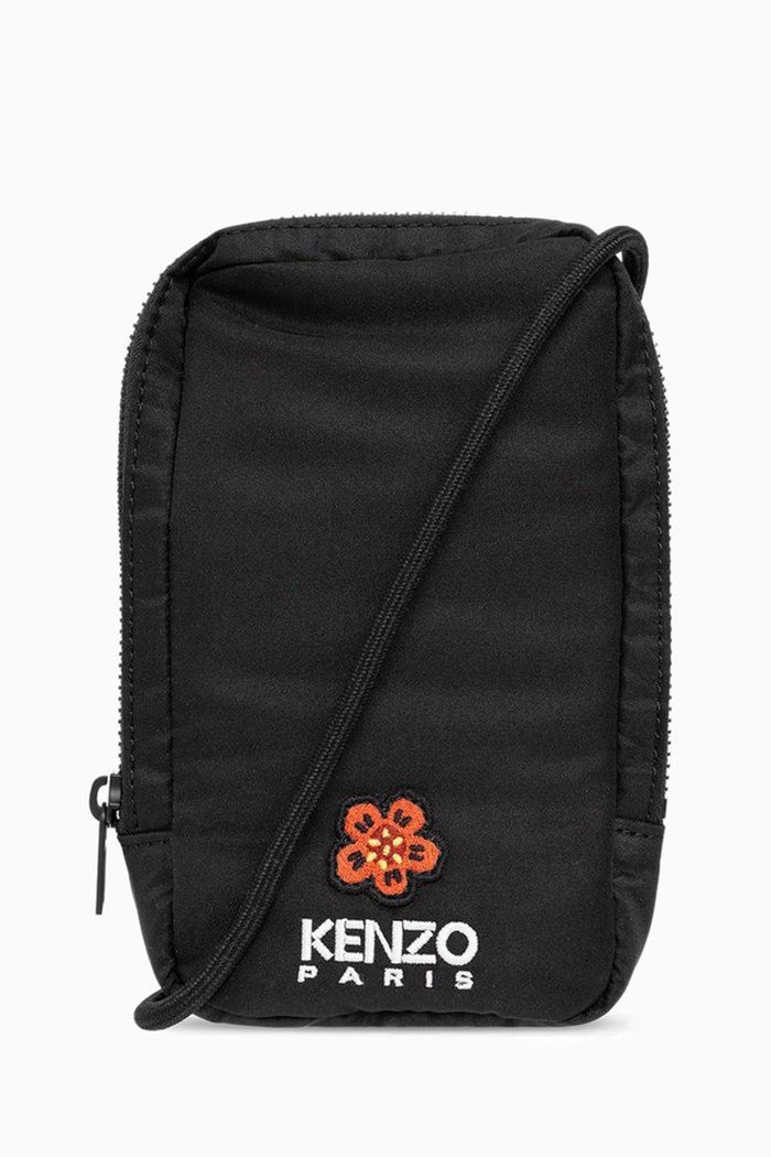 Boke Floral Crossbody Phone Holder in Nylon, Black