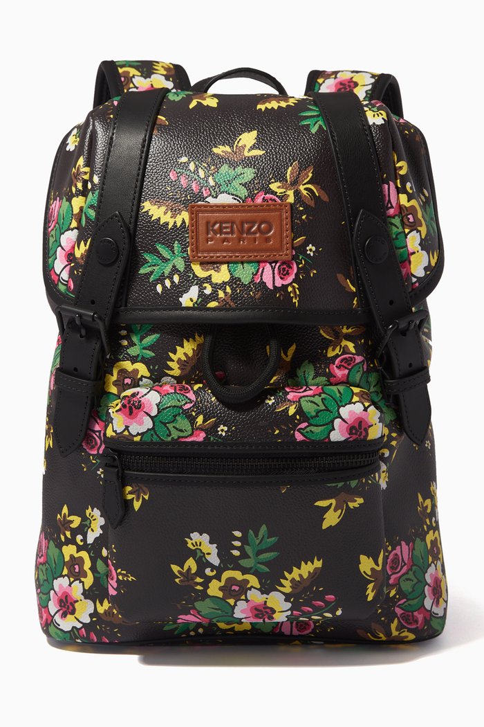 

Small Courier Pop Bouquet Backpack in Faux Leather, Black