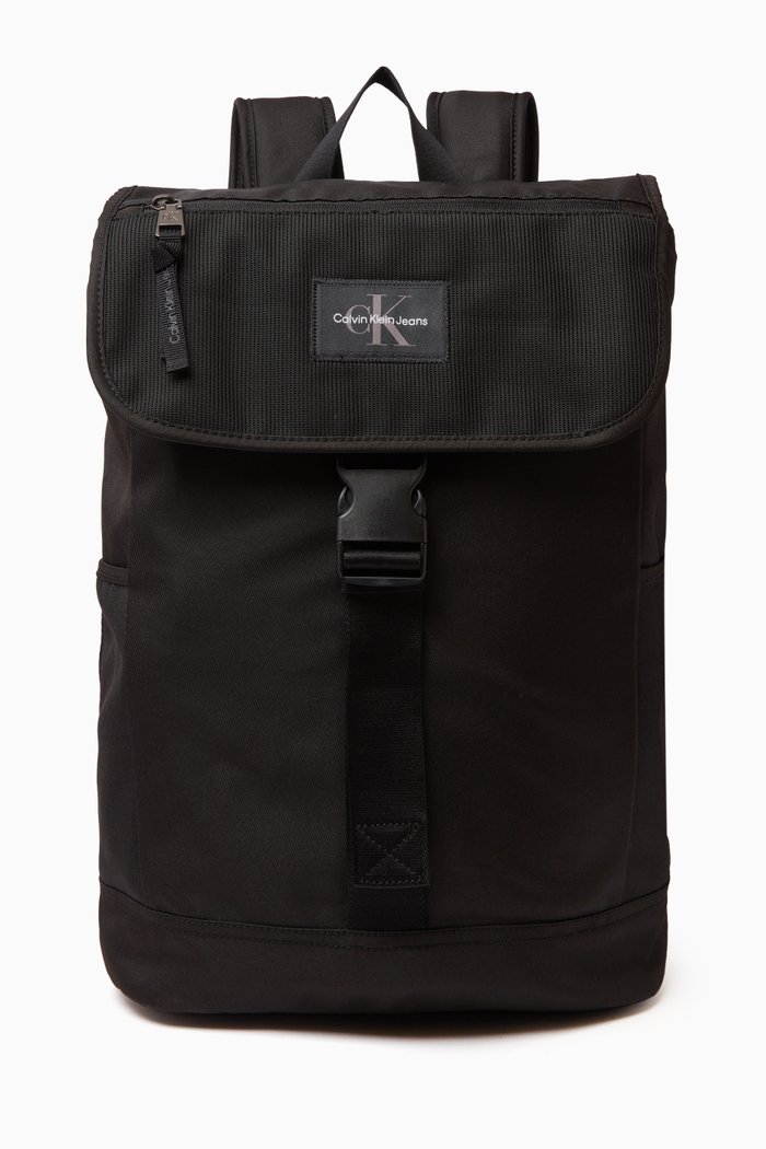 Square Backpack in Recycled Fabric, Black