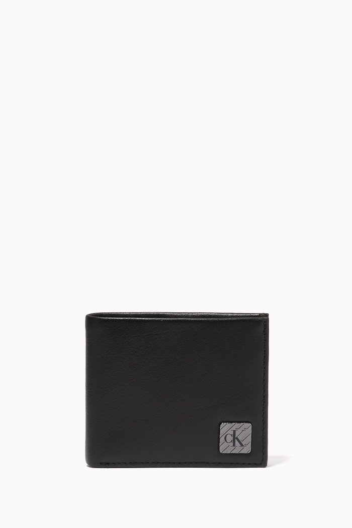 

Logo Bifold Wallet in Leather, Black