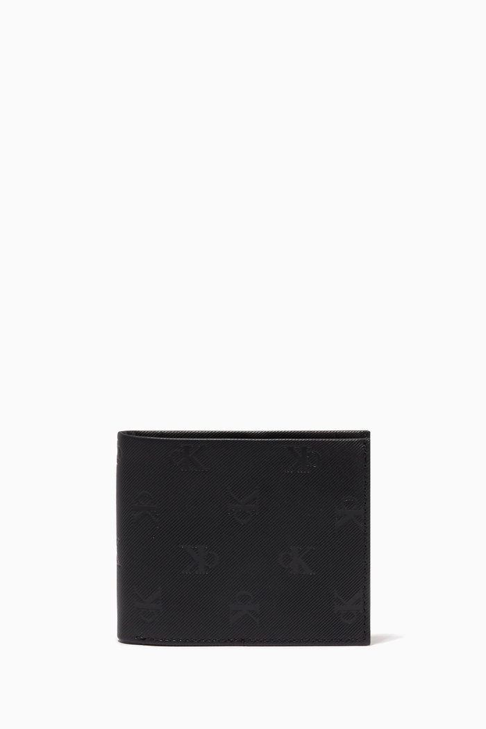 

Monogram Logo Bifold Wallet in Leather, Black