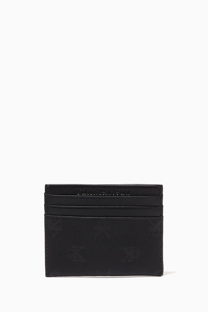 

Monogram Logo Card Holder in Leather, Black