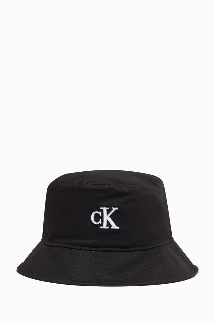 

Essential Logo Bucket Hat in Pure Cotton, Black