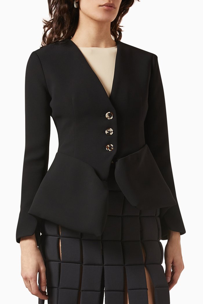 Layered Jacket in Cady, Black