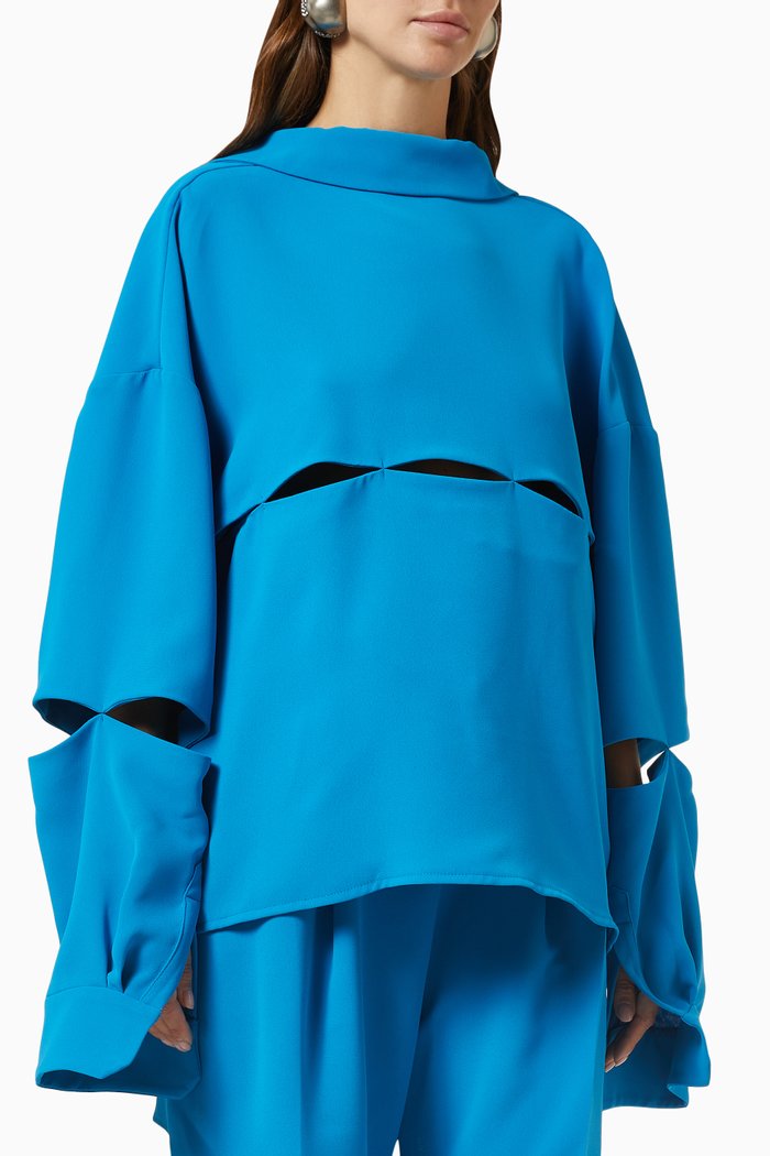 

Oversized Slit Sweatshirt in Jersey, Blue