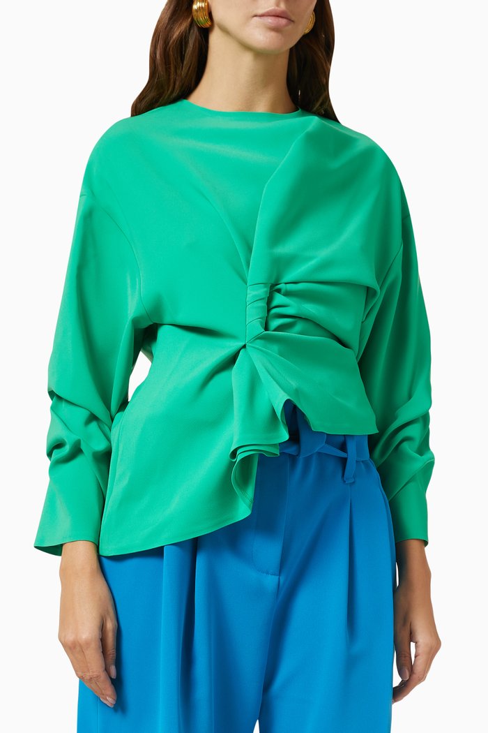

Asymmetric Gathered Top, Green