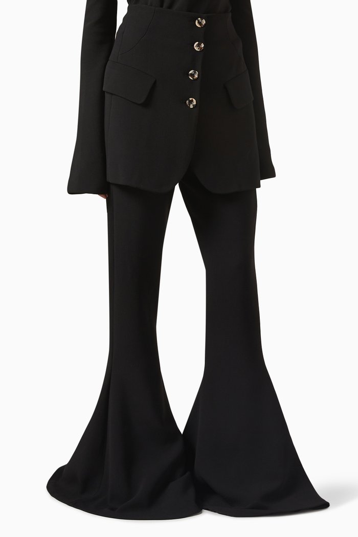 

Flared Pants in Viscose Blend, Black