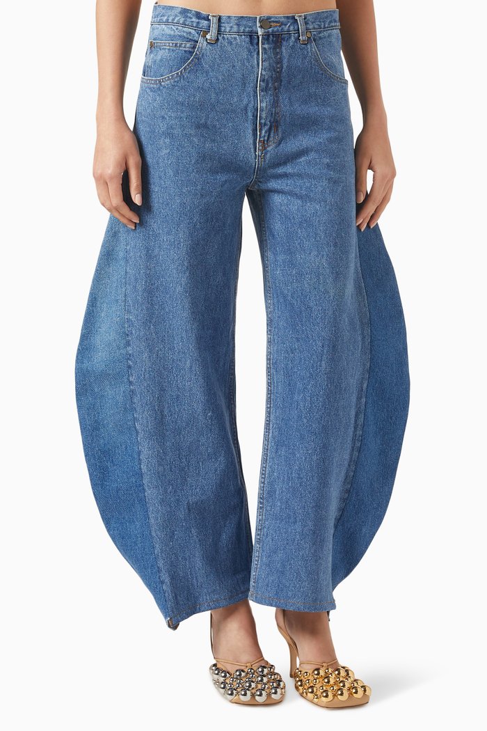 

Upcycled Curve-leg Jeans in Denim, Blue