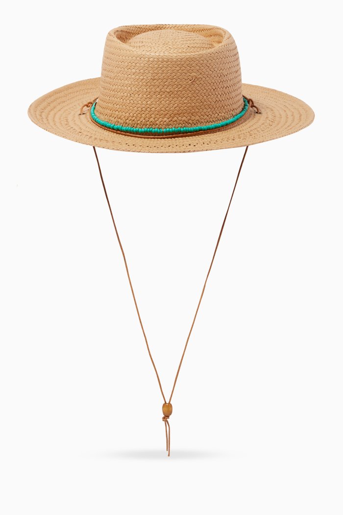 

Gisele Beaded Roater Hat in Woven Paper, Neutral