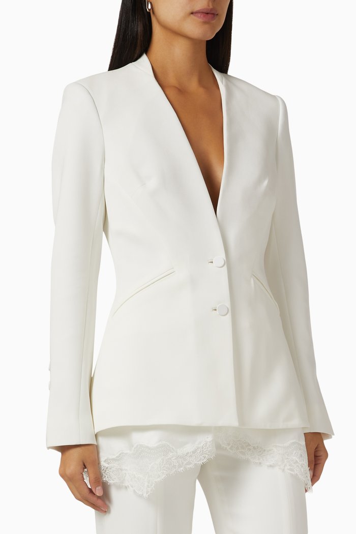 

Allie Lace-trim Blazer in Cady, White