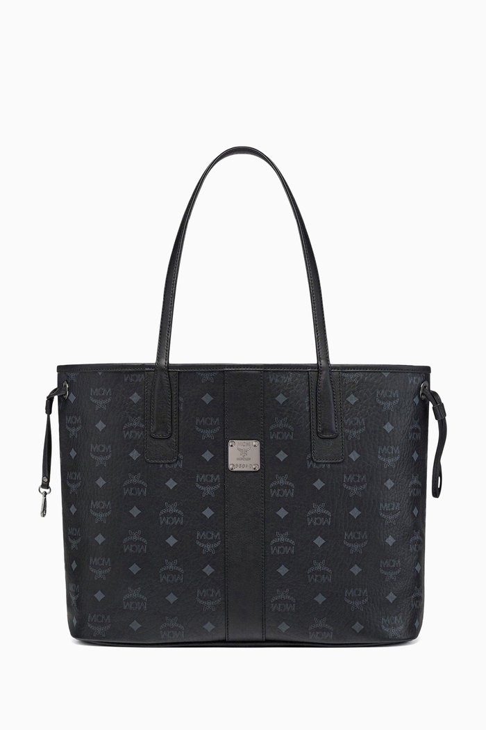 

Small Reversible Liz Shopper in Visetos & Cotton Canvas, Black