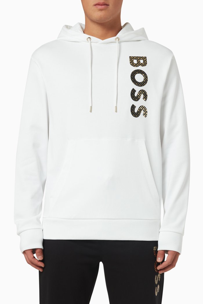 

Seeger Monogram-filled Logo Hoodie in Cotton-terry, White