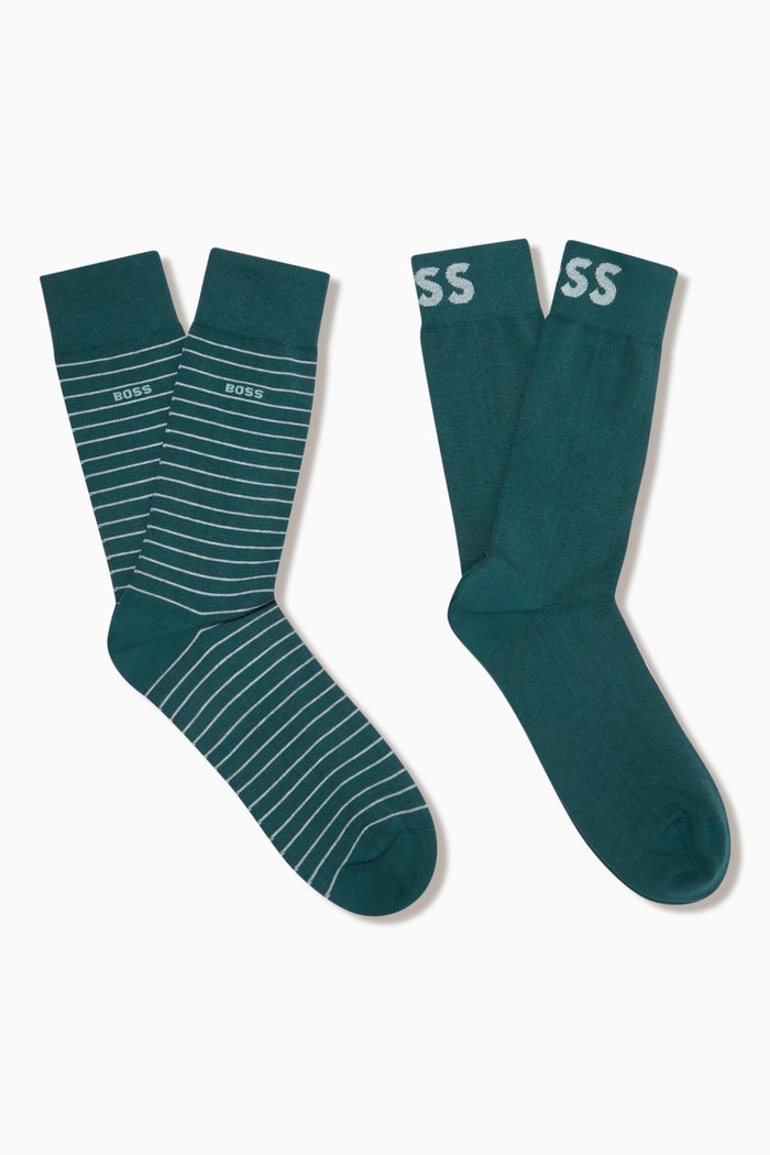 

Striped Socks in Cotton-blend, Set of 2, Blue